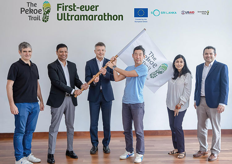 Ultramarathon runner Hyun Chang Chung receiving accolades after completing Sri Lanka's 300KM Pekoe Trail.