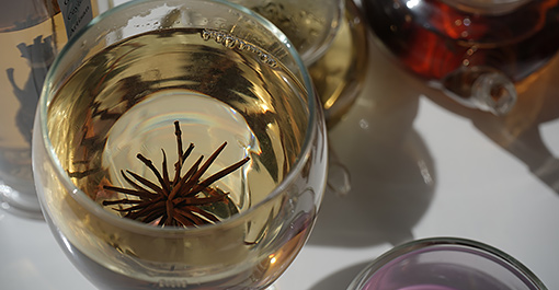 A glass of Ceylon white tea.
